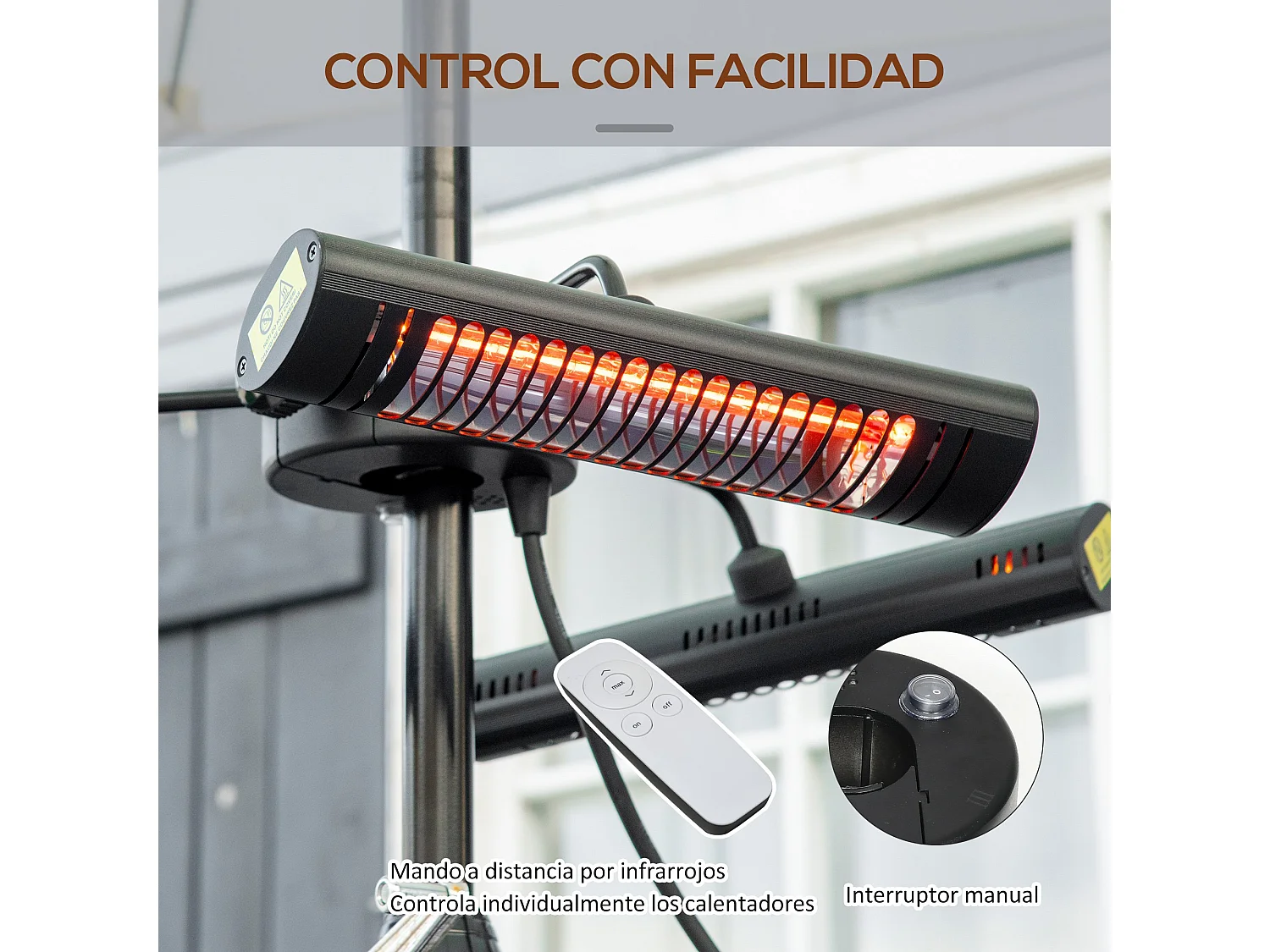 Calefactor exterior negro 87x75x22 cm Outsunny