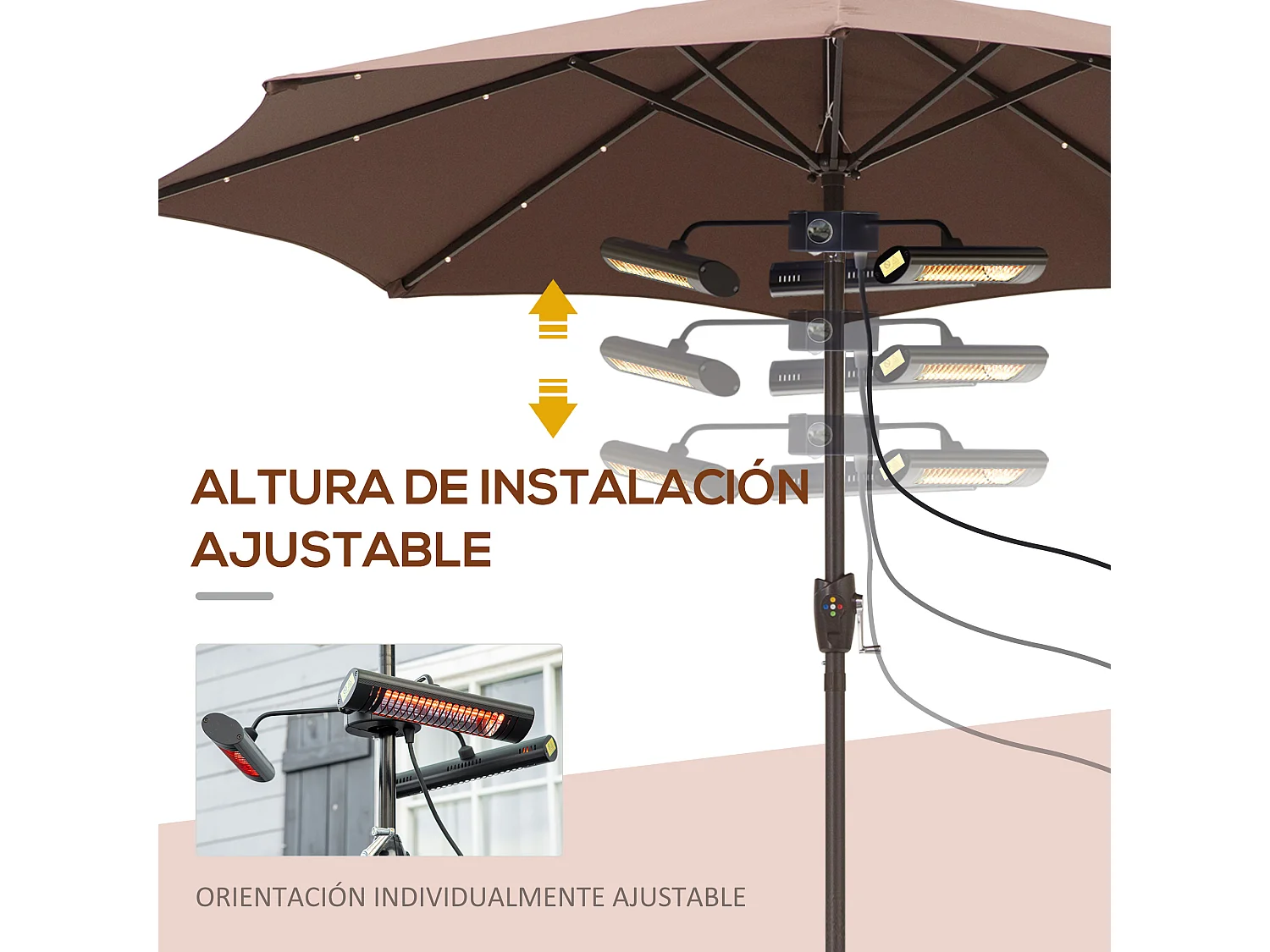 Calefactor exterior negro 87x75x22 cm Outsunny