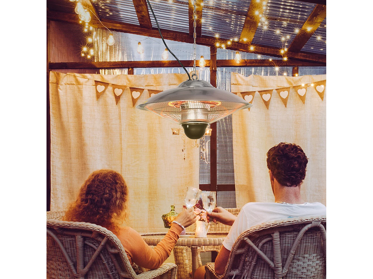 Calentador de patio plata 58.5x58.5x33 cm Outsunny