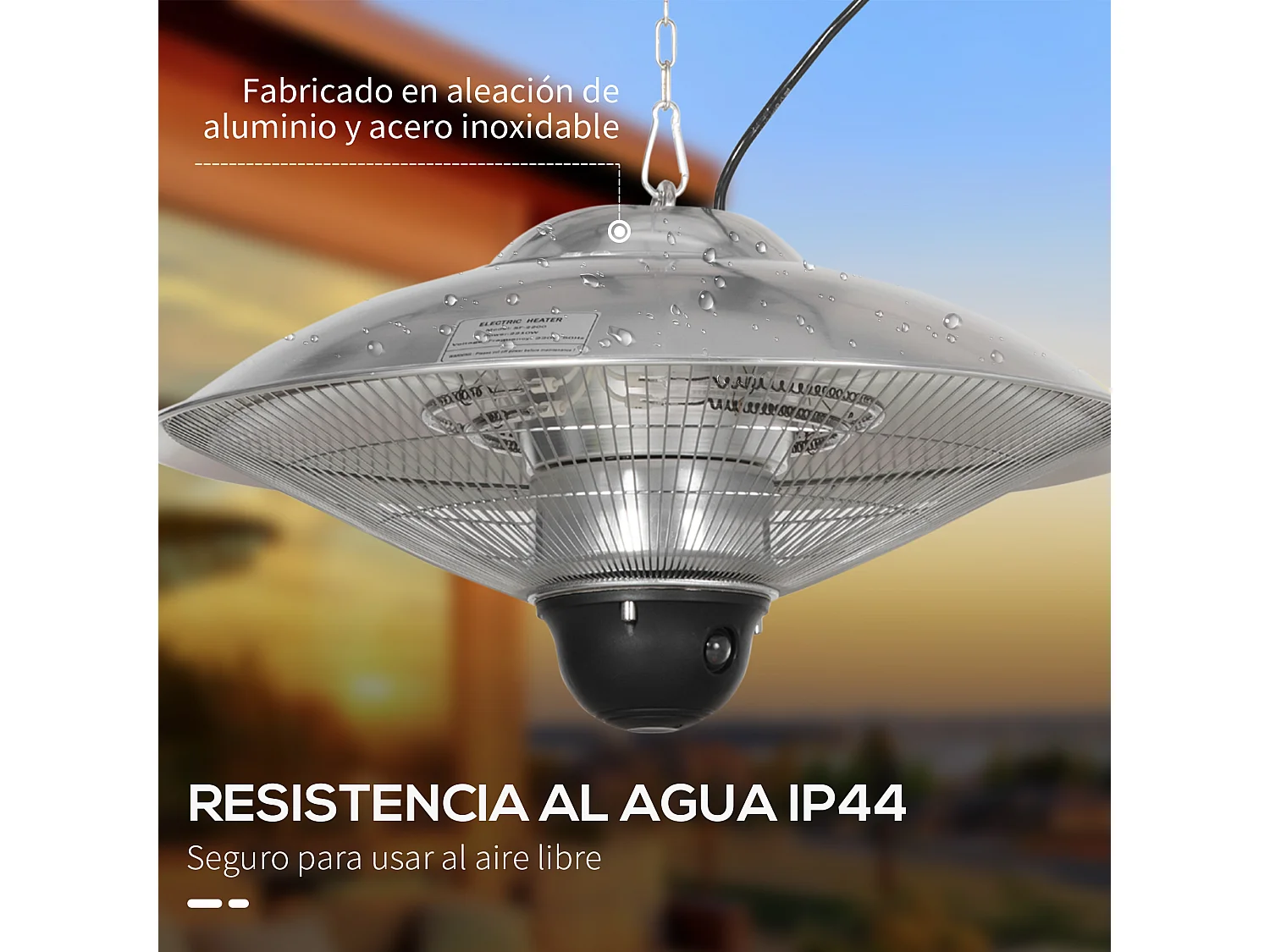 Calentador de patio plata 58.5x58.5x33 cm Outsunny