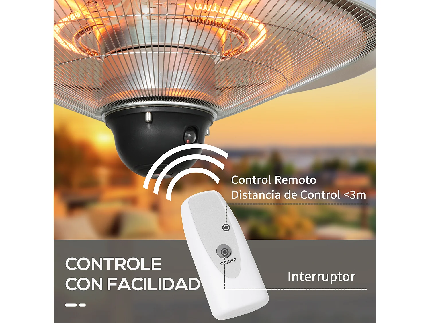 Calentador de patio plata 58.5x58.5x33 cm Outsunny