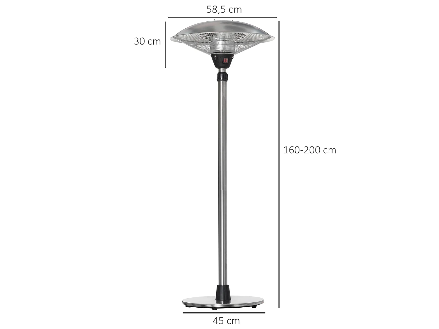 Calentador para exterior plata 58.5x58.5x200 cm Outsunny