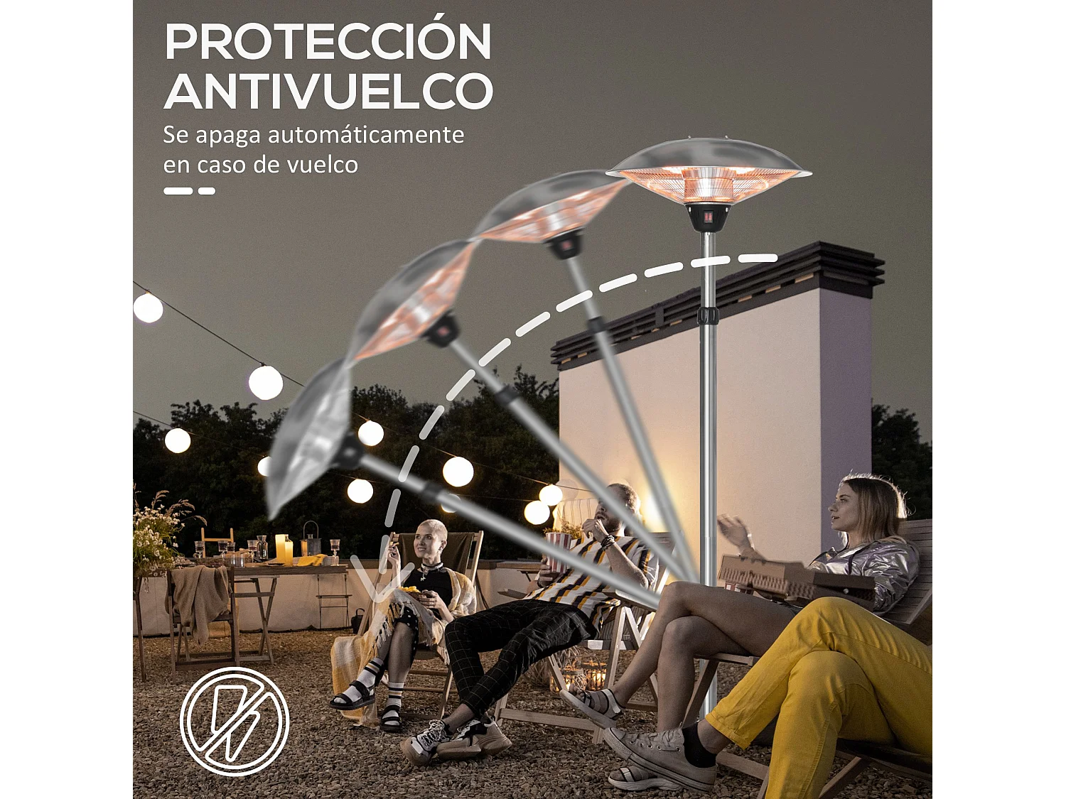 Calentador para exterior plata 58.5x58.5x200 cm Outsunny