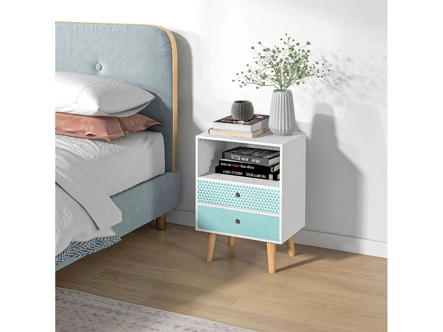 Cómoda de madera blanco 45x30x65cm HOMCOM