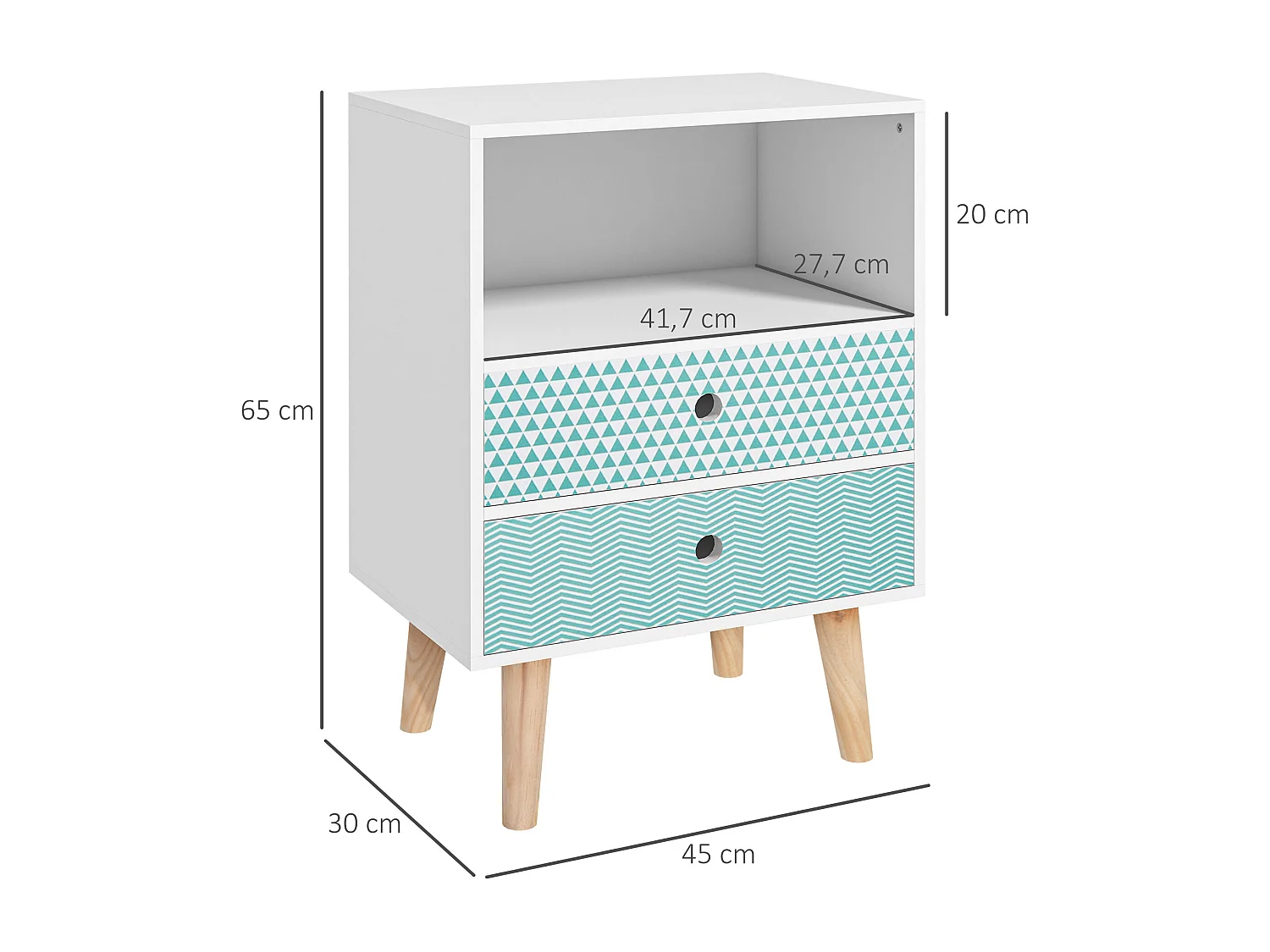 Cómoda de madera blanco 45x30x65cm HOMCOM