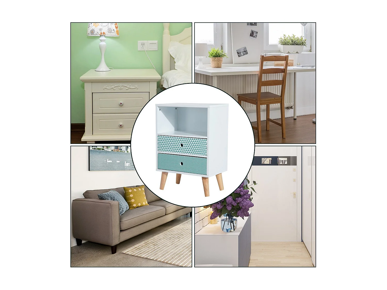 Cómoda de madera blanco 45x30x65cm HOMCOM