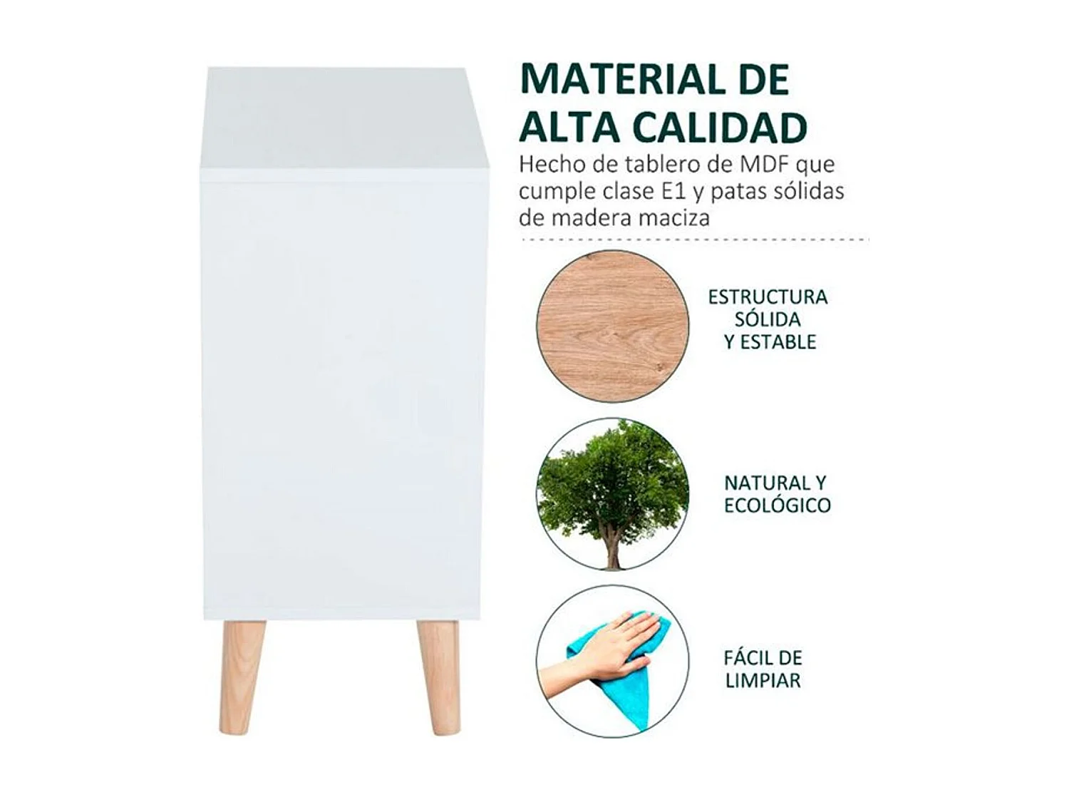 Cómoda de madera blanco 45x30x65cm HOMCOM