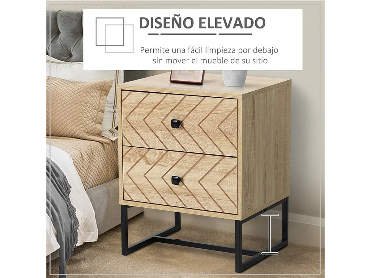 Mesita de noche color de madera natural 48x39,5x60cm HOMCOM