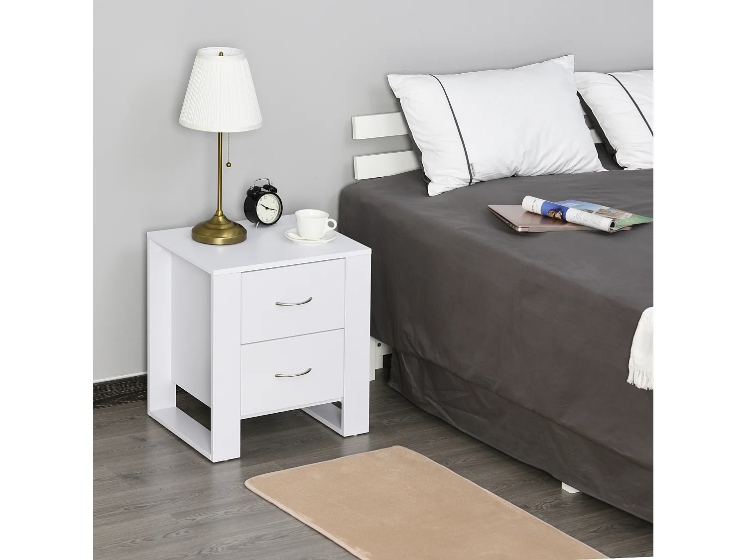 Mesita de noche blanco 48x39x54 cm HOMCOM