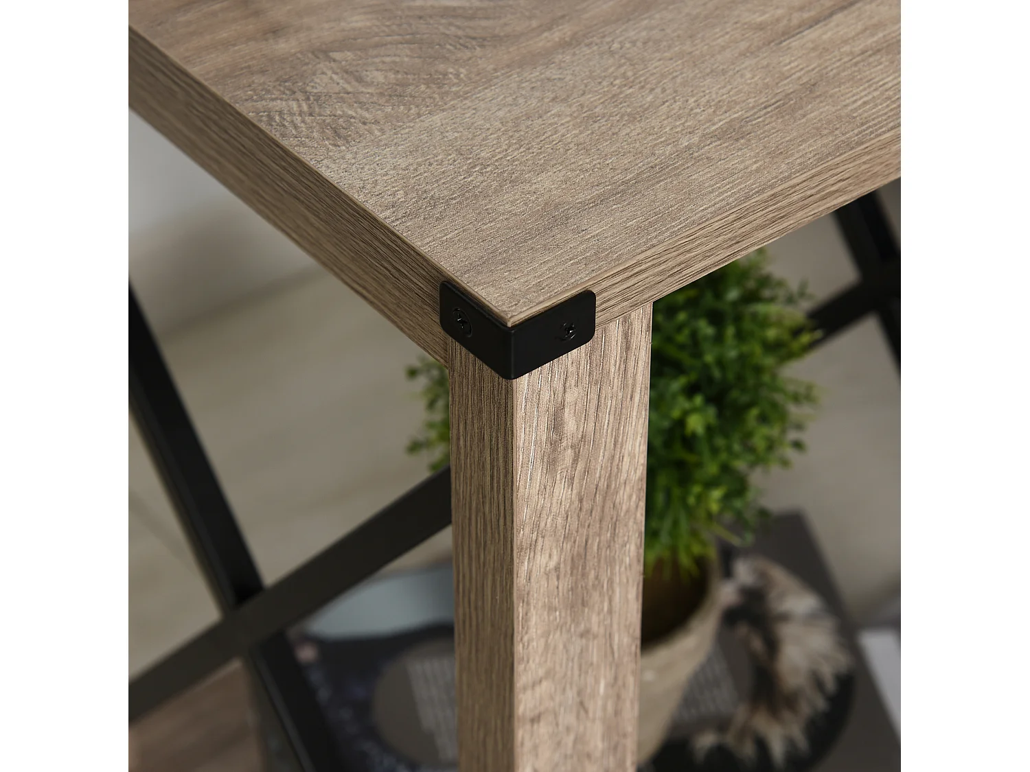 Mesa auxiliar grano de roble 40.5x40.5x60 cm HOMCOM