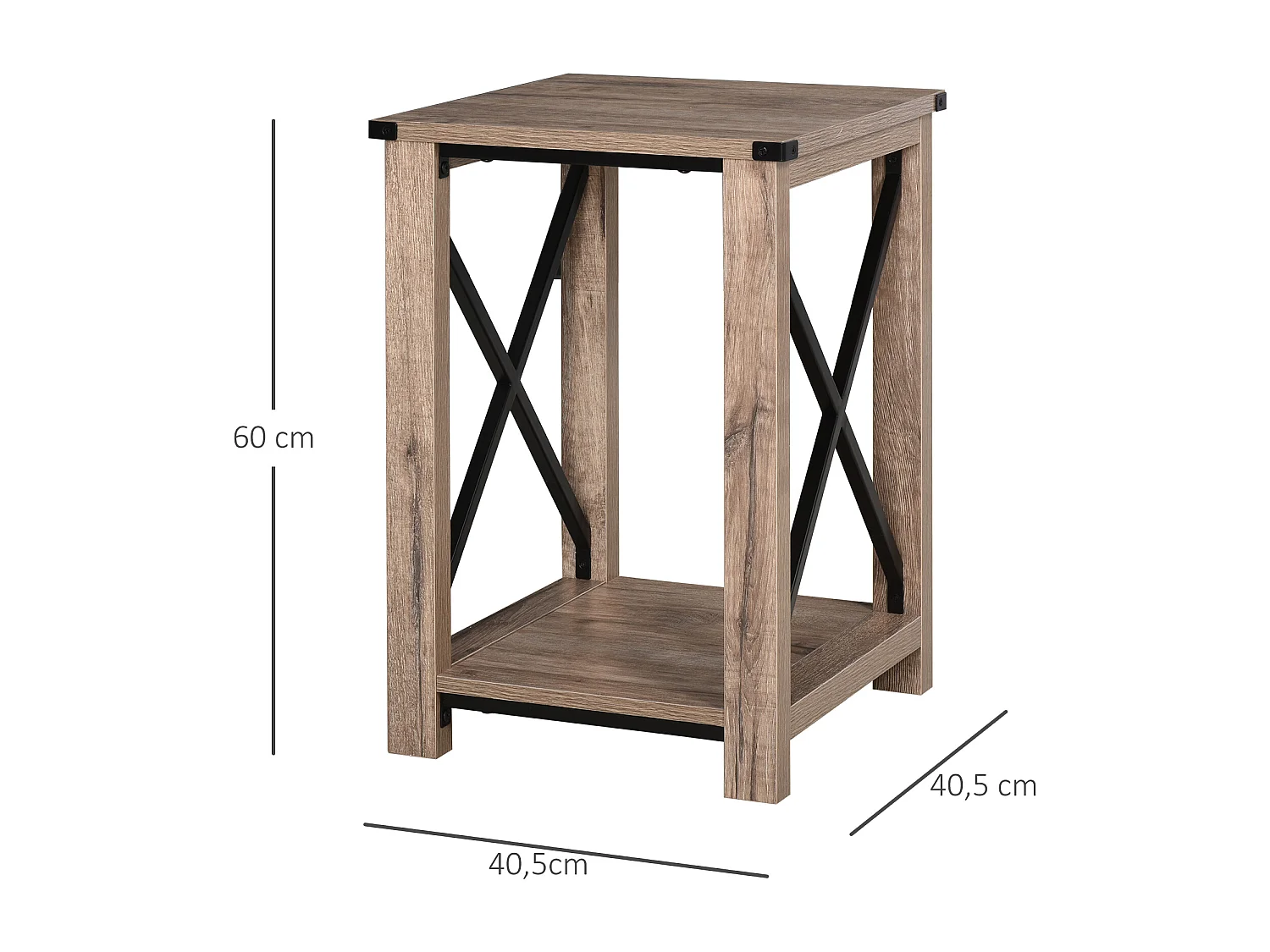 Mesa auxiliar grano de roble 40.5x40.5x60 cm HOMCOM