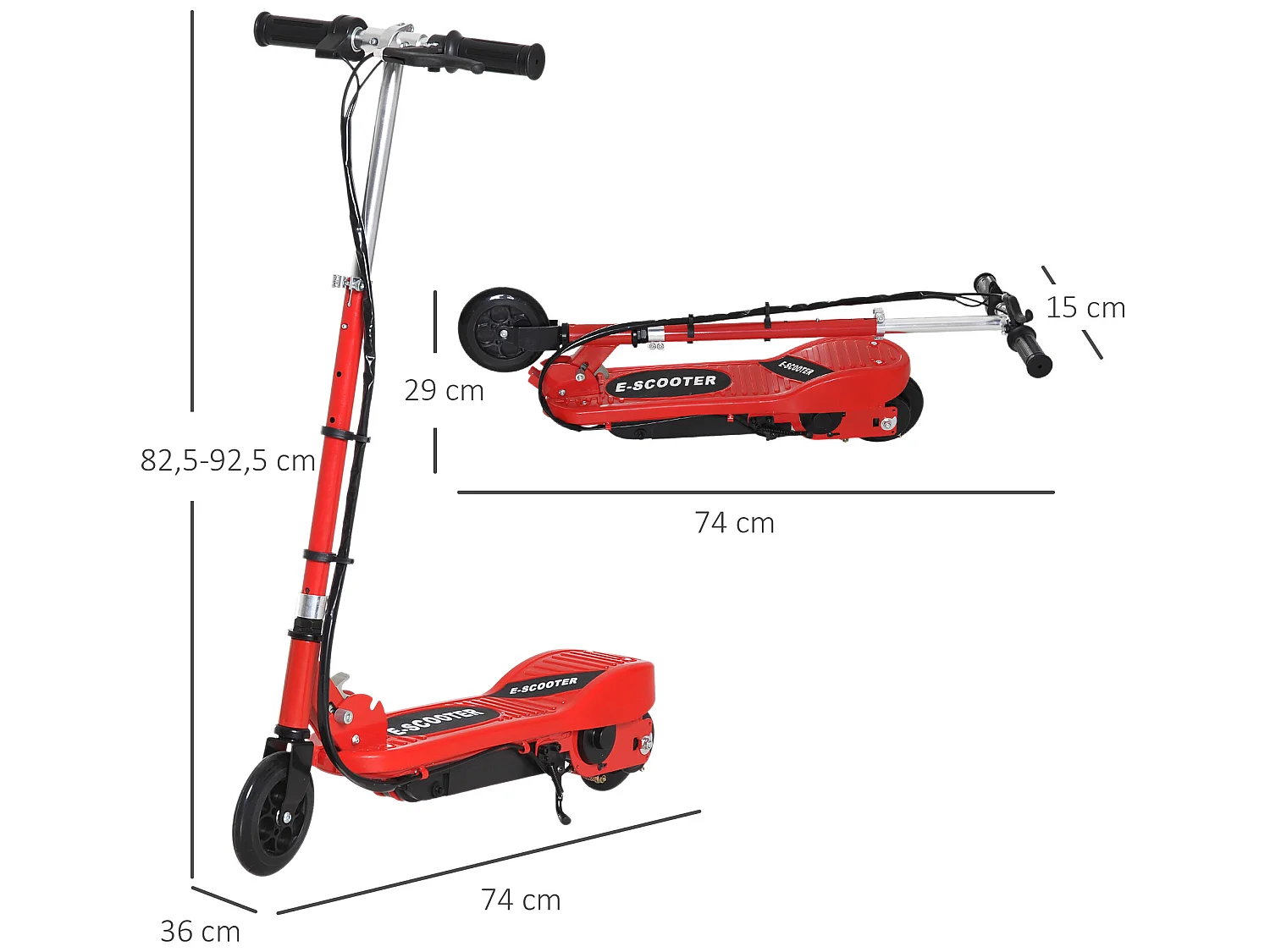 Patinete eléctrico para niños rojo 74x36x92.5 cm HOMCOM