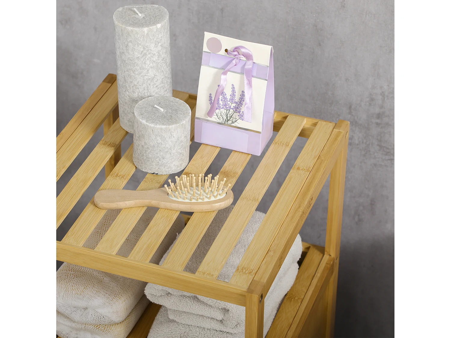 Estantería para baño madera natural 33x36.5x67 cm kleankin