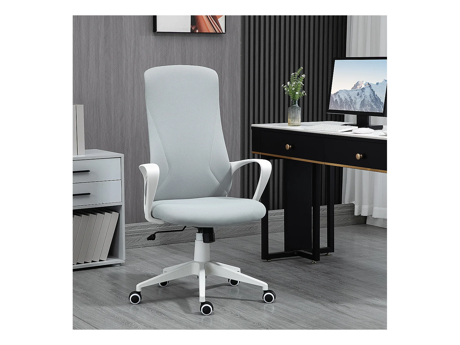 Silla de oficina gris claro 62x56x119.5 cm Vinsetto