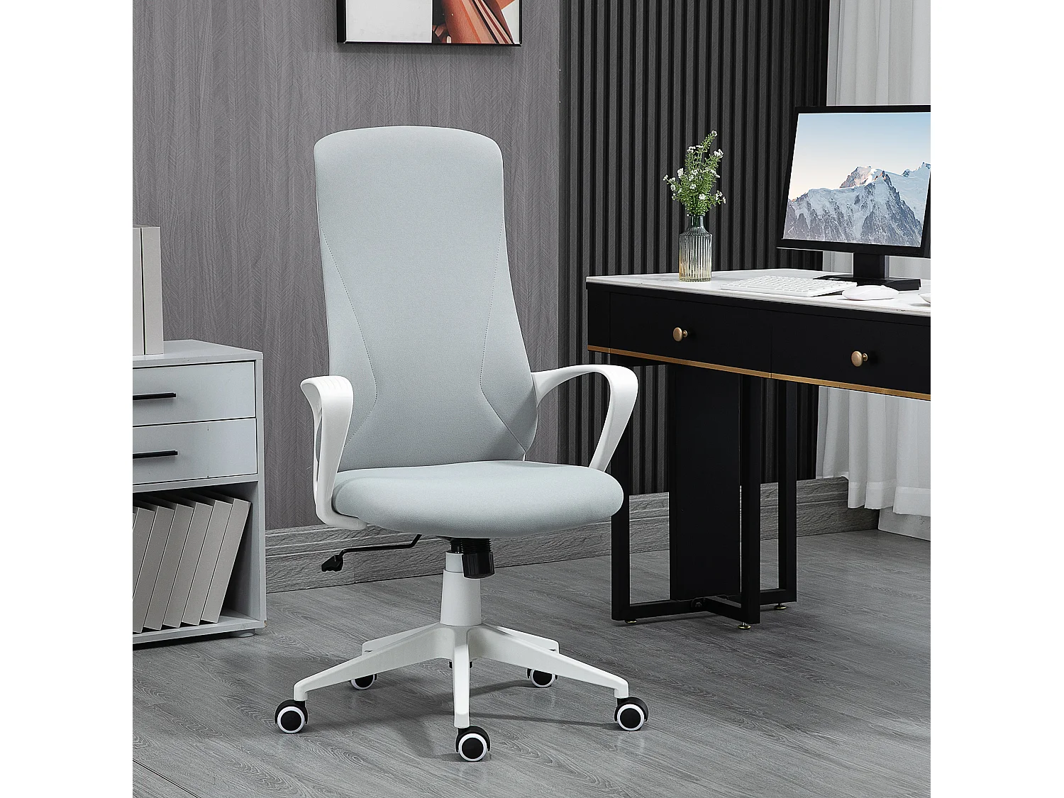 Silla de oficina gris claro 62x56x119.5 cm Vinsetto