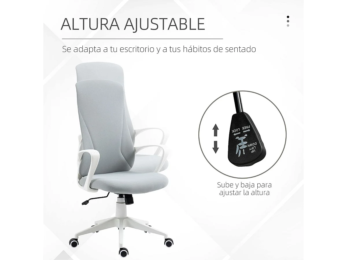 Silla de oficina gris claro 62x56x119.5 cm Vinsetto