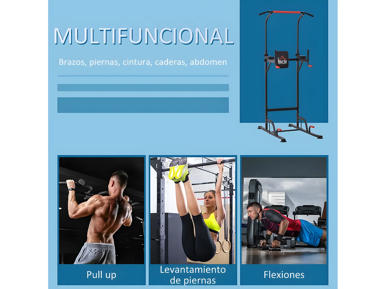 Torre de ejercicios negro 123x98x239 cm HOMCOM