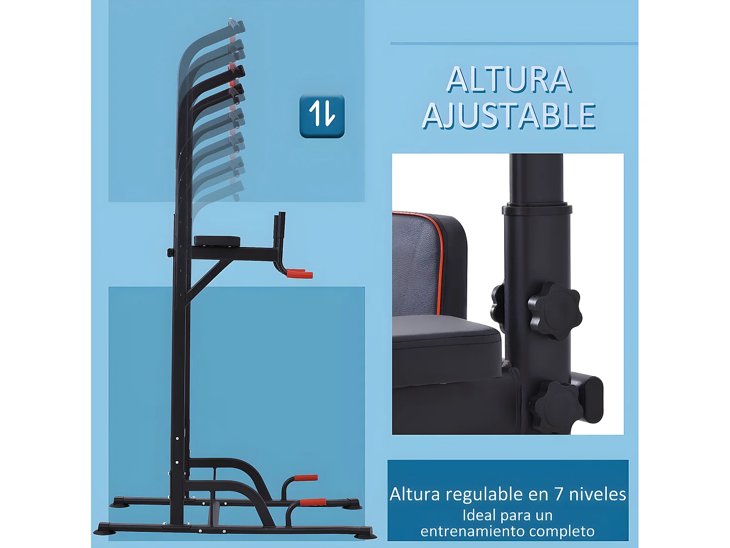 Torre de ejercicios negro 123x98x239 cm HOMCOM