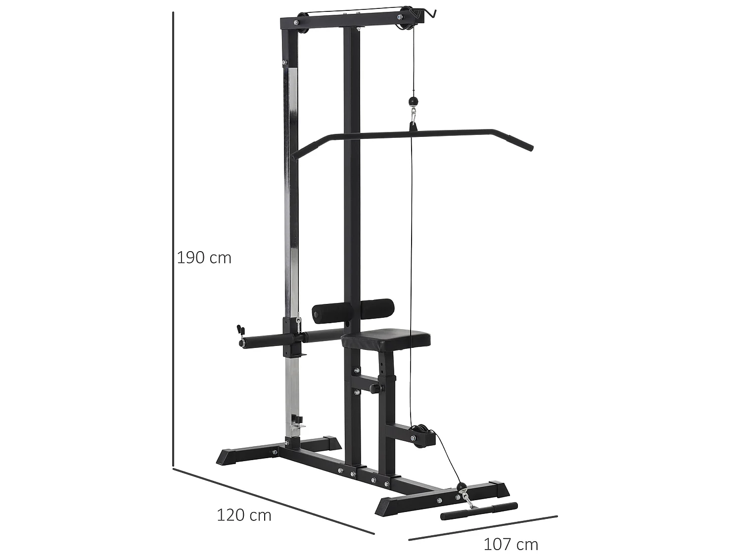 Máquina de musculación negro 107x120x190 cm HOMCOM