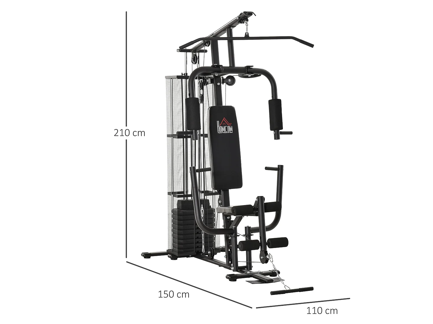 Multiestación negro 150x110x210 cm HOMCOM