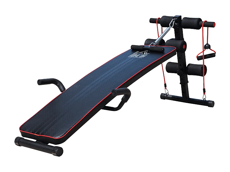 Banco de abdominales negro, rojo 55.5x137.5x68 cm HOMCOM