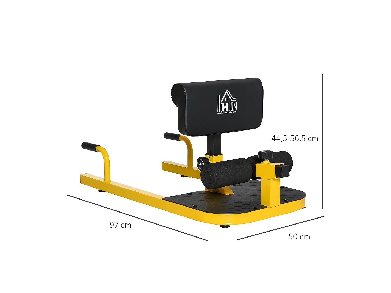 3-en-1 profundo sissy squat amarillo y negro 50x97x56.5 cm HOMCOM