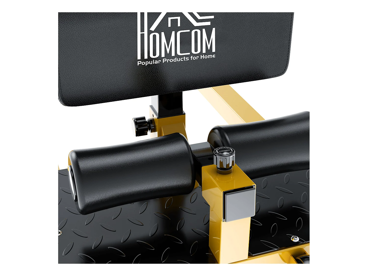 3-en-1 profundo sissy squat amarillo y negro 50x97x56.5 cm HOMCOM