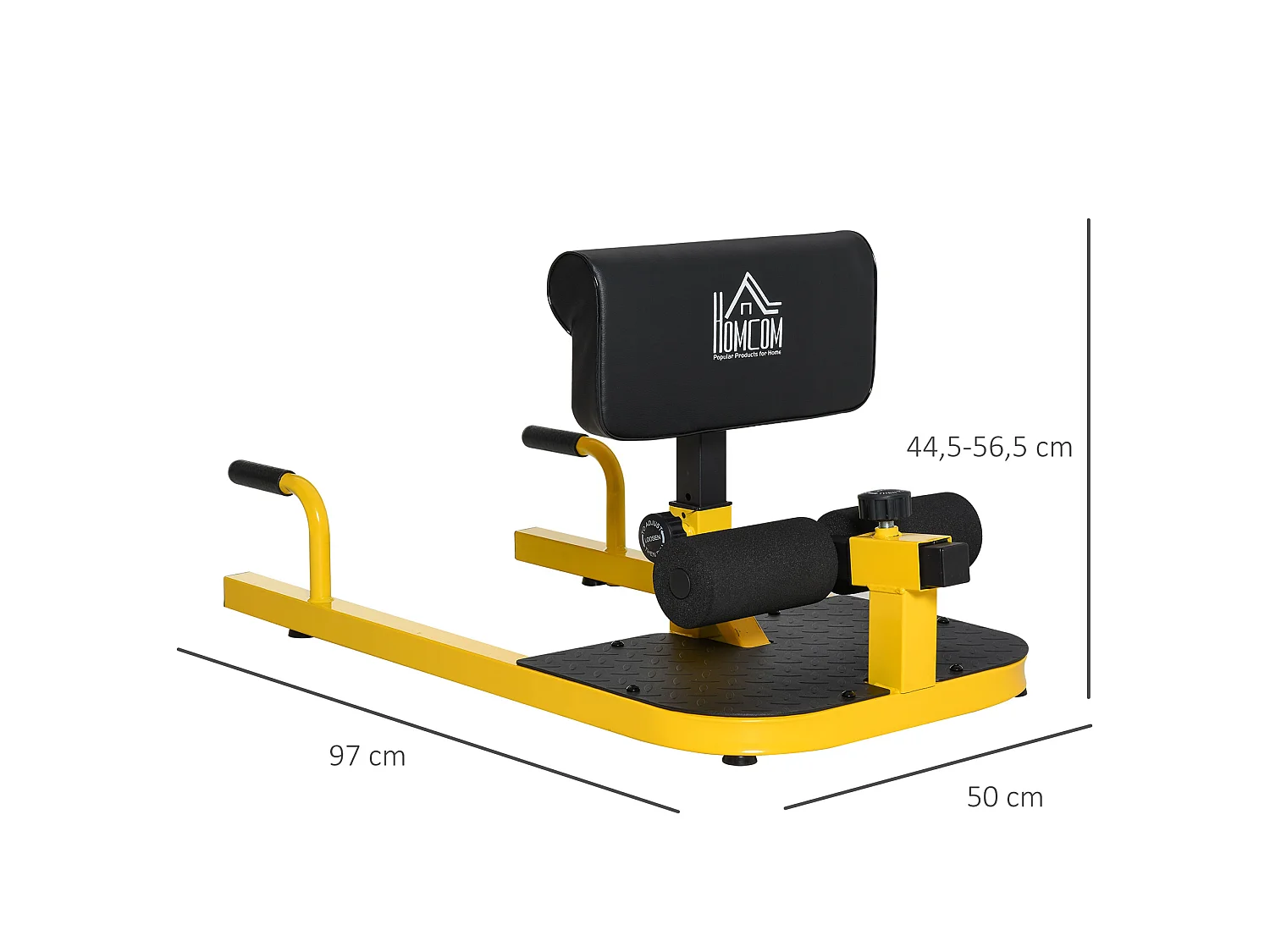 3-en-1 profundo sissy squat amarillo y negro 50x97x56.5 cm HOMCOM