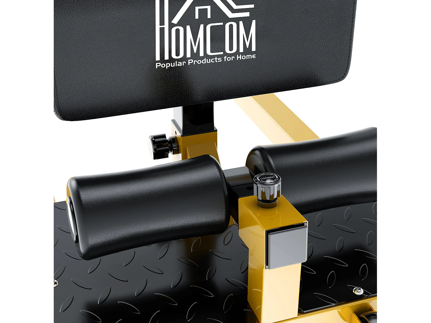 3-en-1 profundo sissy squat amarillo y negro 50x97x56.5 cm HOMCOM