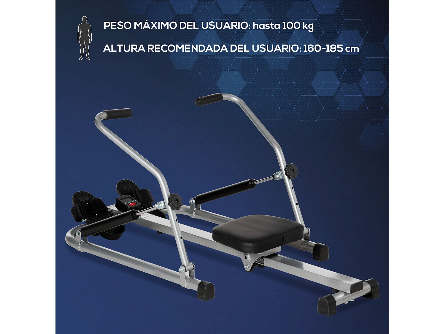 Máquina de remo gris 129x70x70 cm HOMCOM