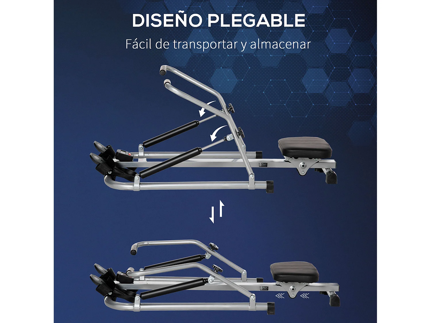 Máquina de remo gris 129x70x70 cm HOMCOM