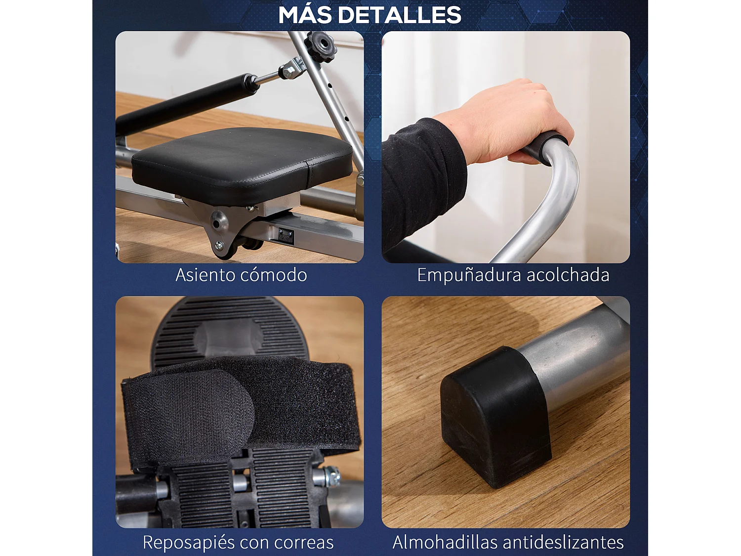 Máquina de remo gris 129x70x70 cm HOMCOM