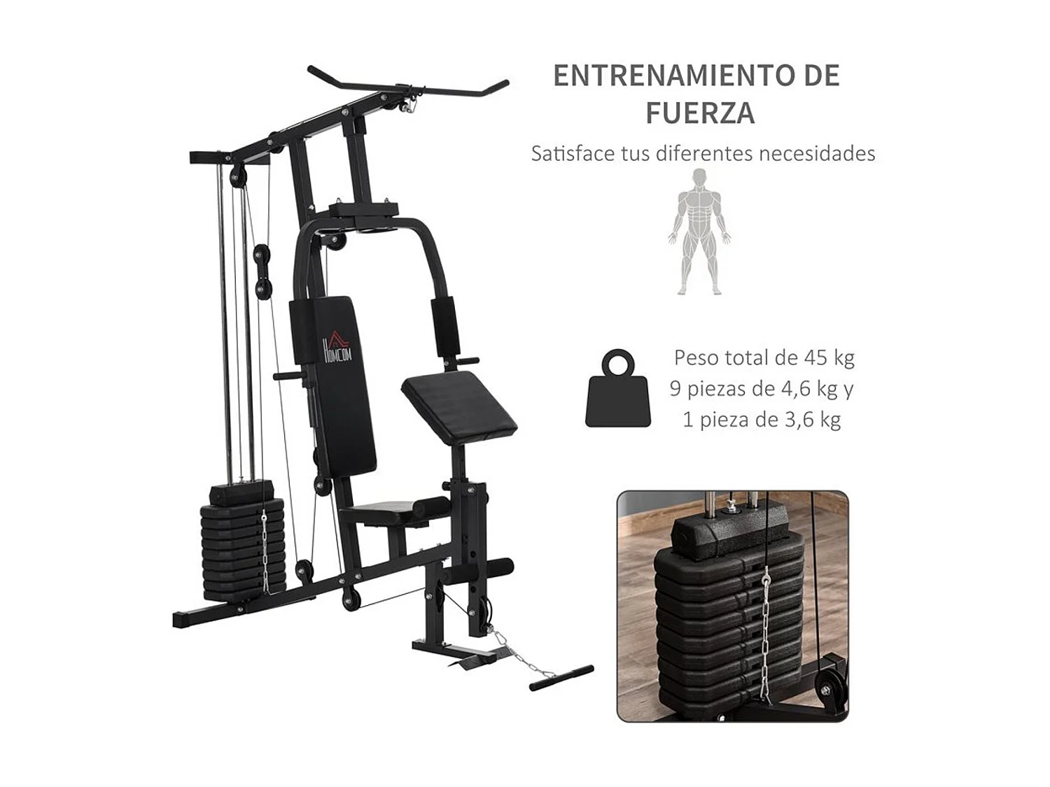 Multiestación negro 148x108x207 cm HOMCOM