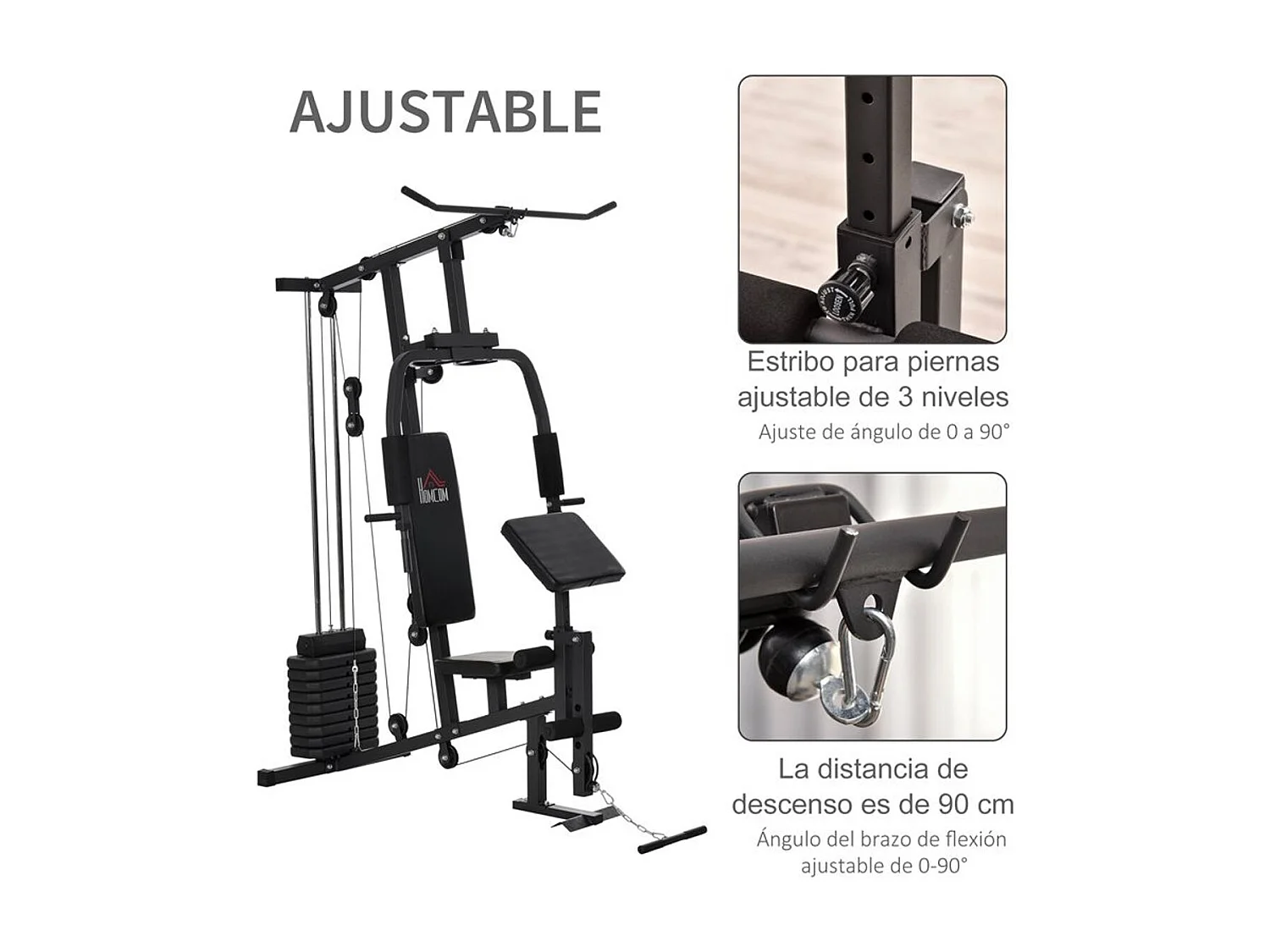 Multiestación negro 148x108x207 cm HOMCOM