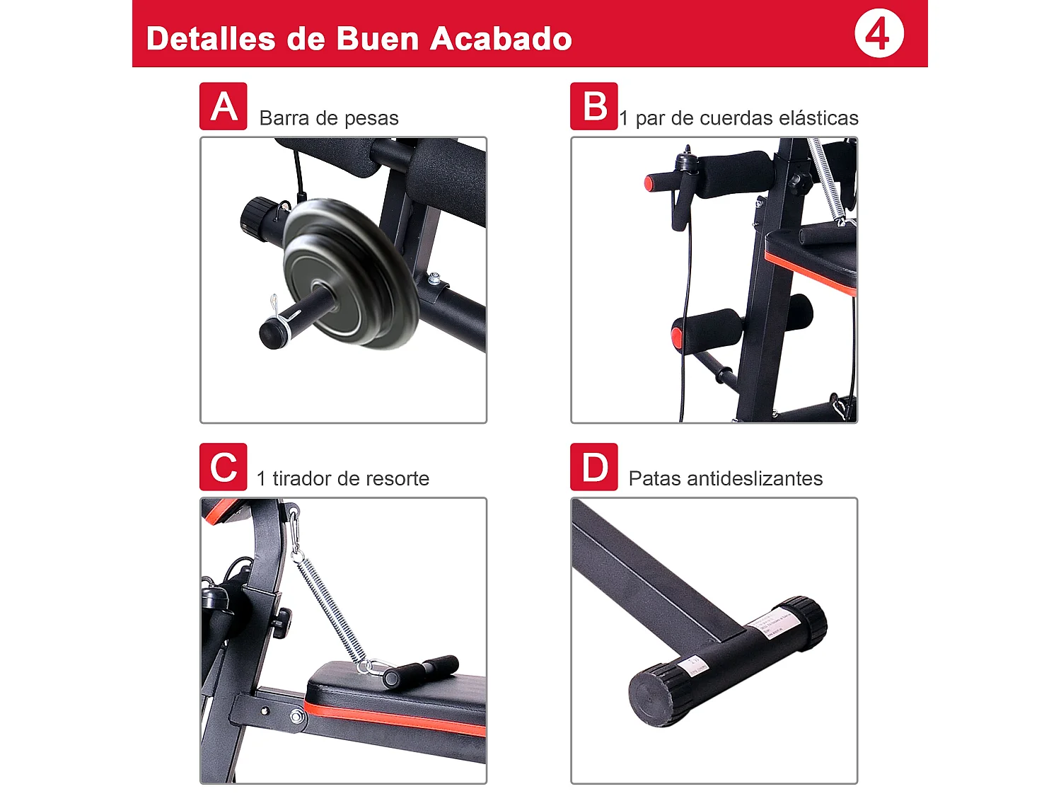 Banco de mancuerna negro 54x160x106 cm HOMCOM