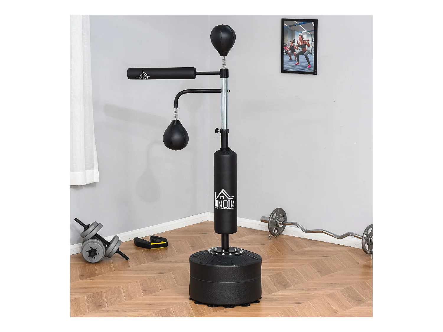 Saco de boxeo de pie negro 88x50x230 cm HOMCOM