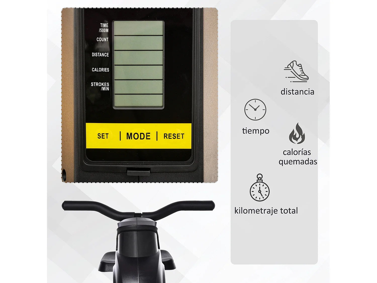 Máquina de remo negro 185x58x57 cm HOMCOM