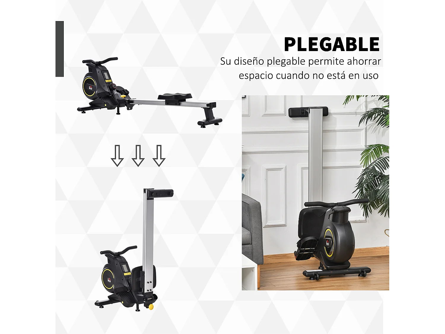 Máquina de remo negro 185x58x57 cm HOMCOM