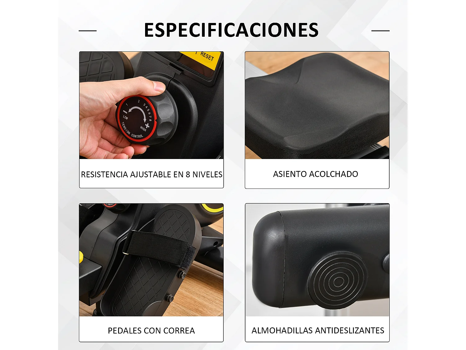 Máquina de remo negro 185x58x57 cm HOMCOM