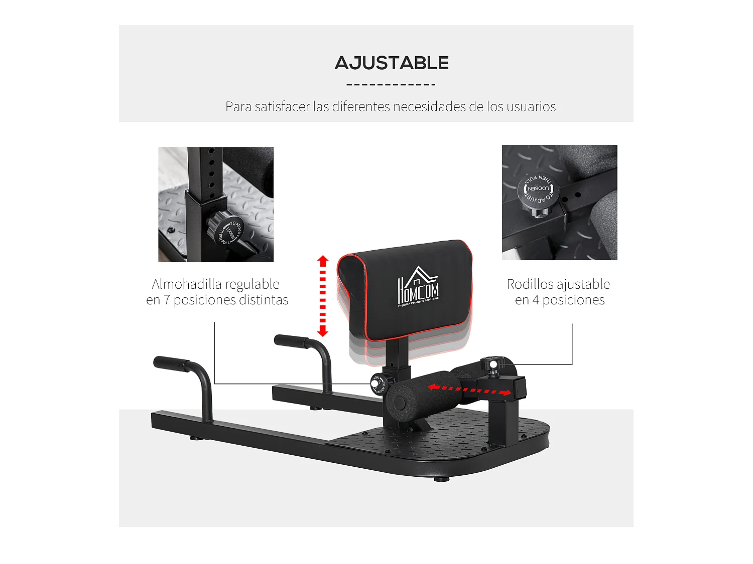 3-en-1 profundo sissy squat negro 50x97x56.5 cm HOMCOM