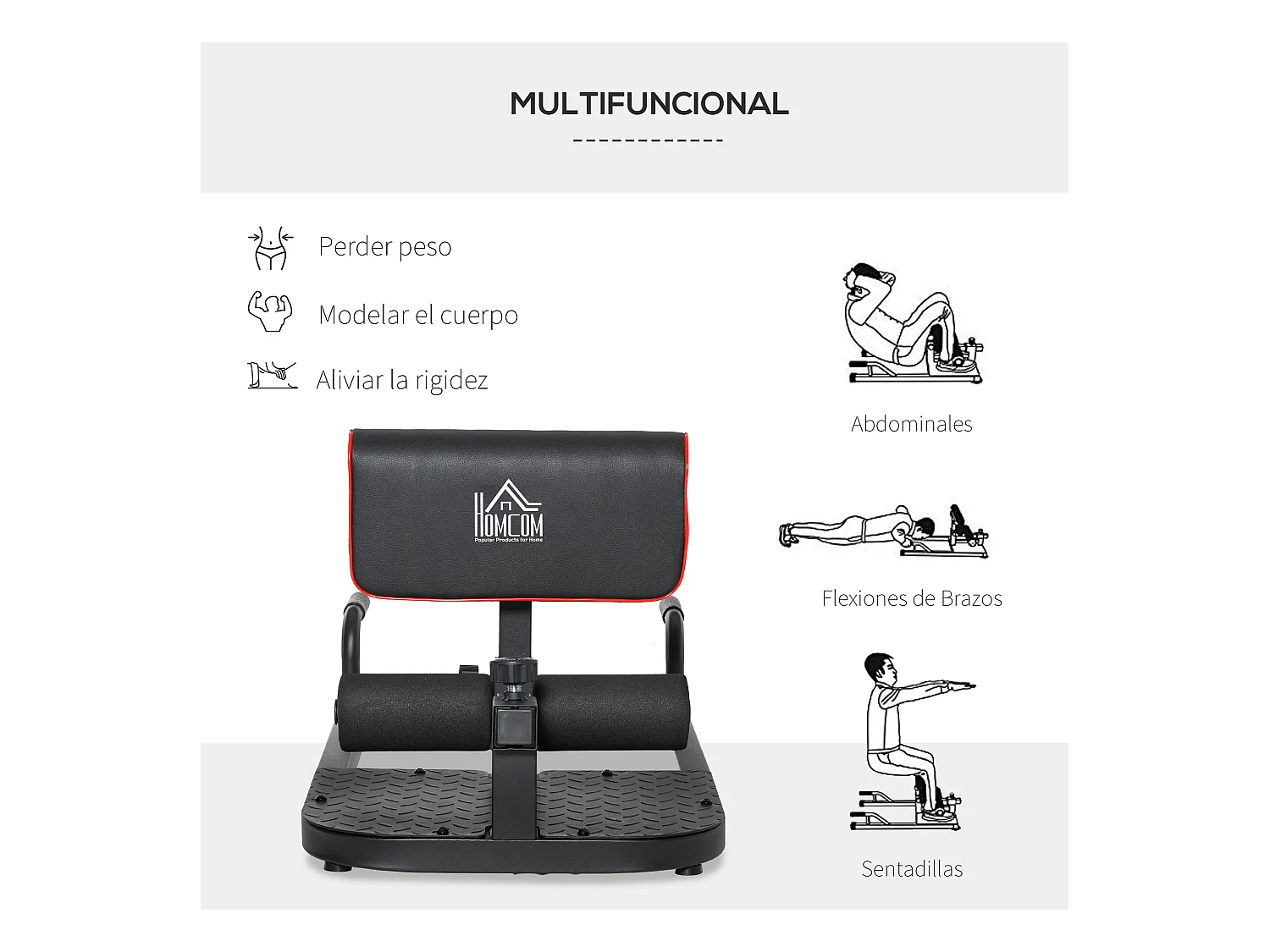 3-en-1 profundo sissy squat negro 50x97x56.5 cm HOMCOM