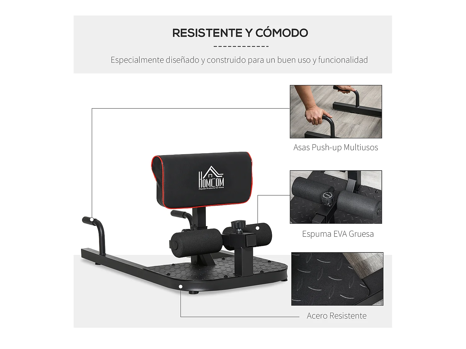 3-en-1 profundo sissy squat negro 50x97x56.5 cm HOMCOM