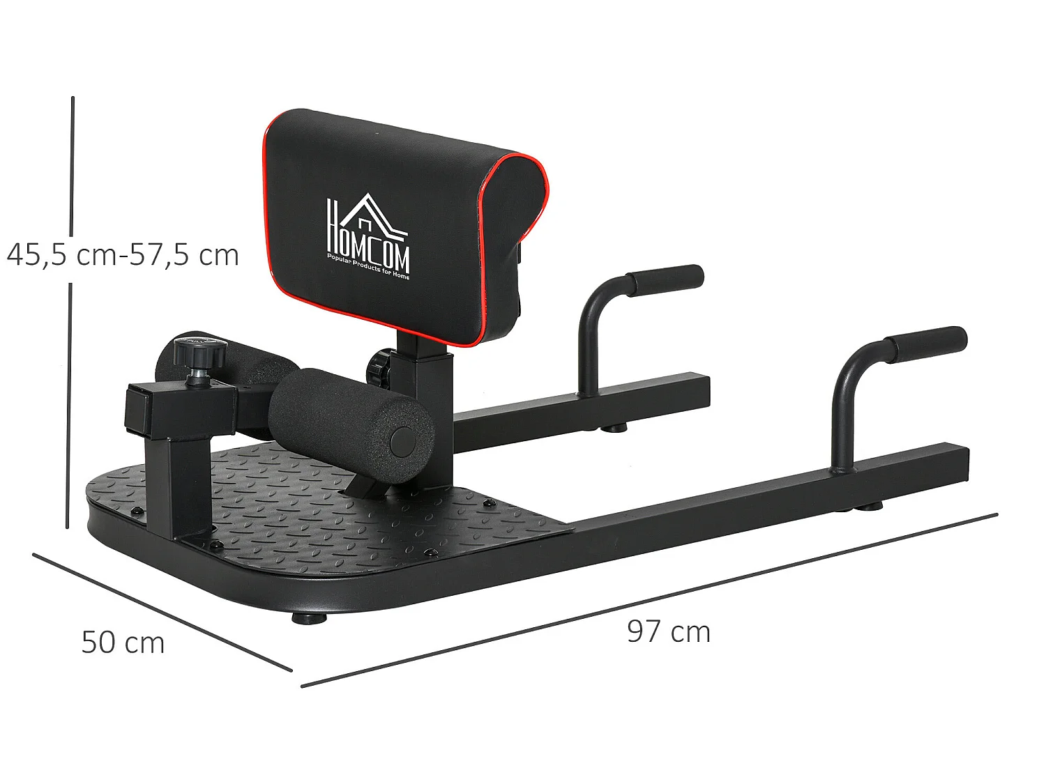 3-en-1 profundo sissy squat negro 50x97x56.5 cm HOMCOM