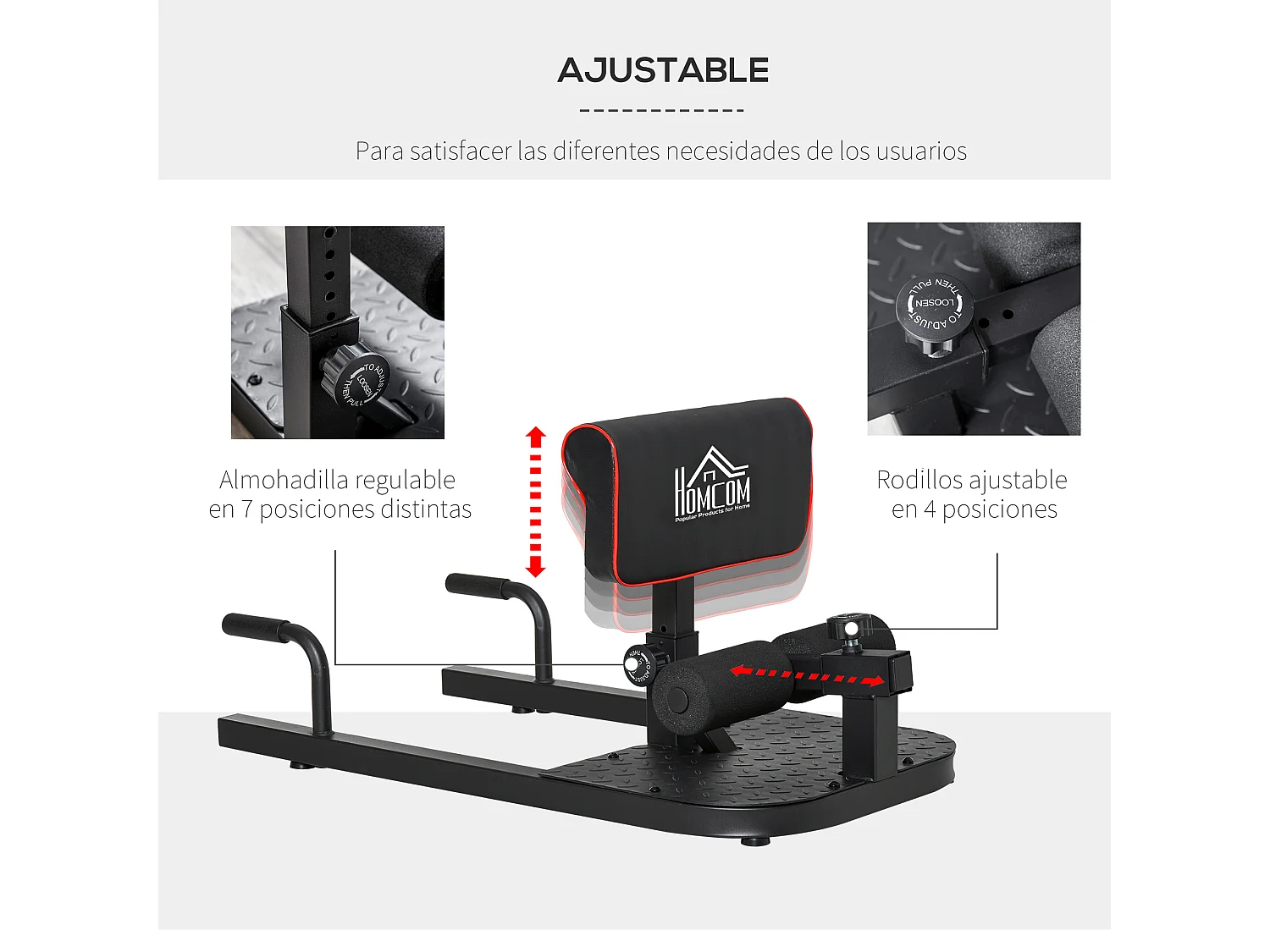 3-en-1 profundo sissy squat negro 50x97x56.5 cm HOMCOM