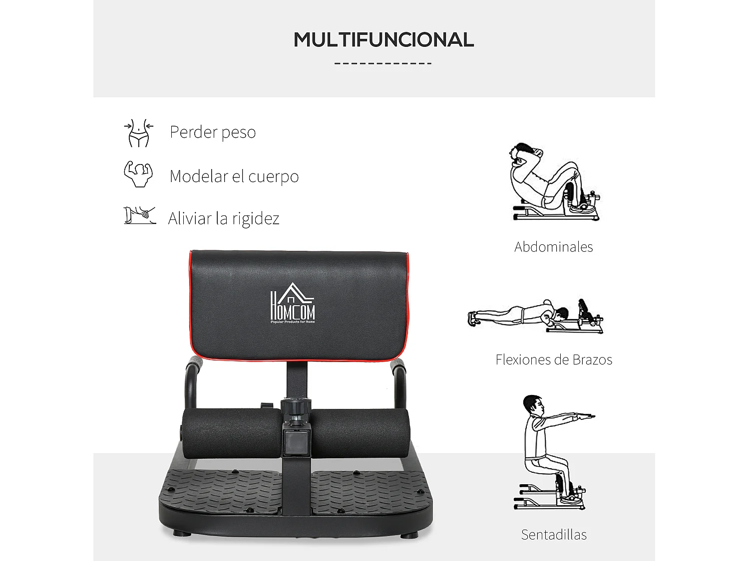 3-en-1 profundo sissy squat negro 50x97x56.5 cm HOMCOM