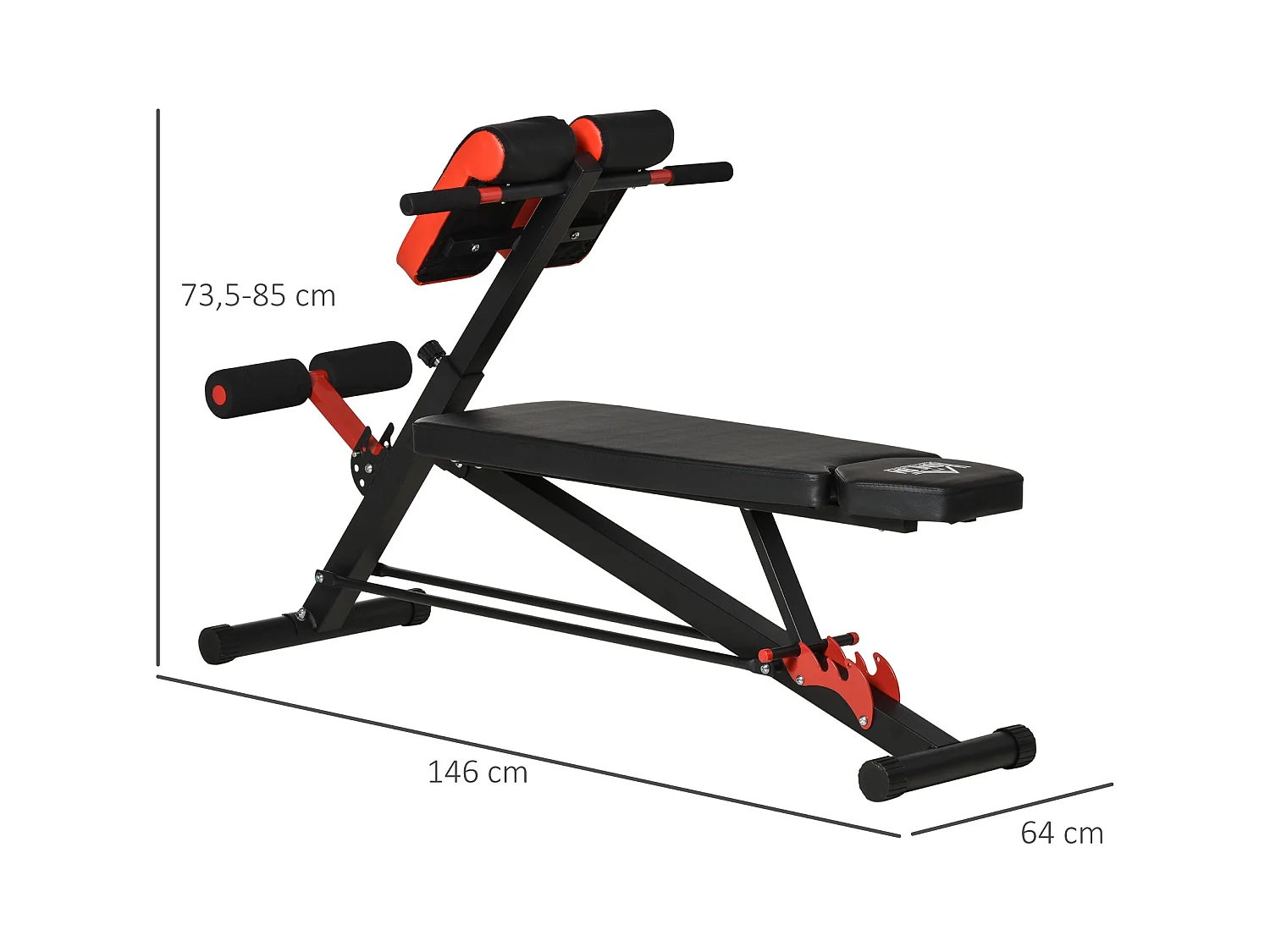 Banco de mancuerna negro y rojo 64x146x85 cm HOMCOM