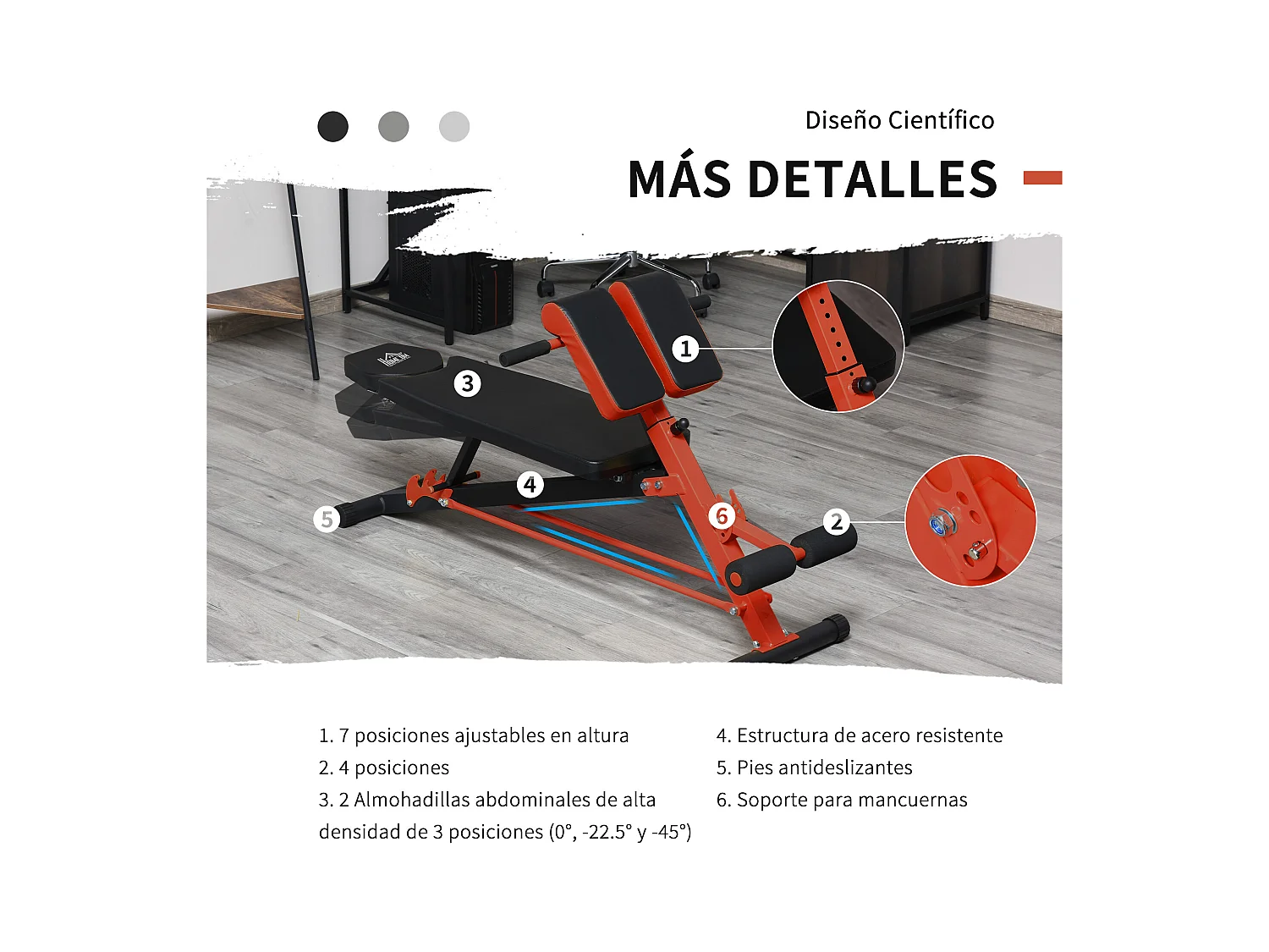 Banco de mancuerna negro y rojo 64x146x85 cm HOMCOM