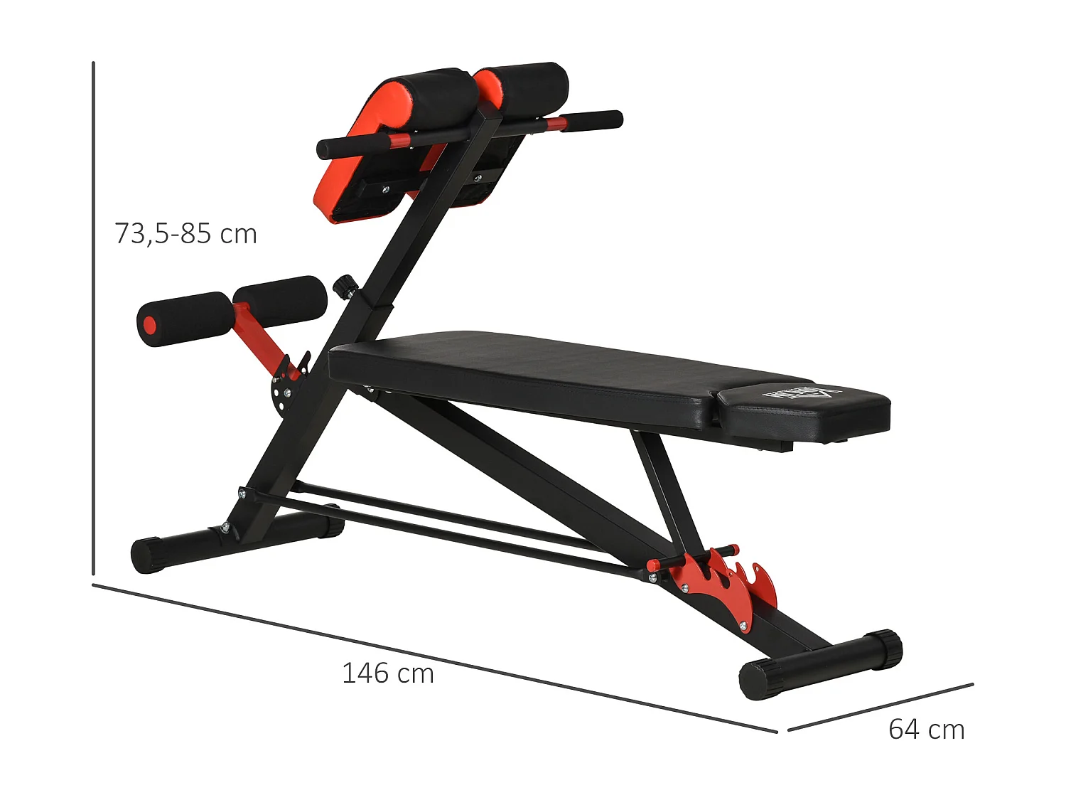 Banco de mancuerna negro y rojo 64x146x85 cm HOMCOM