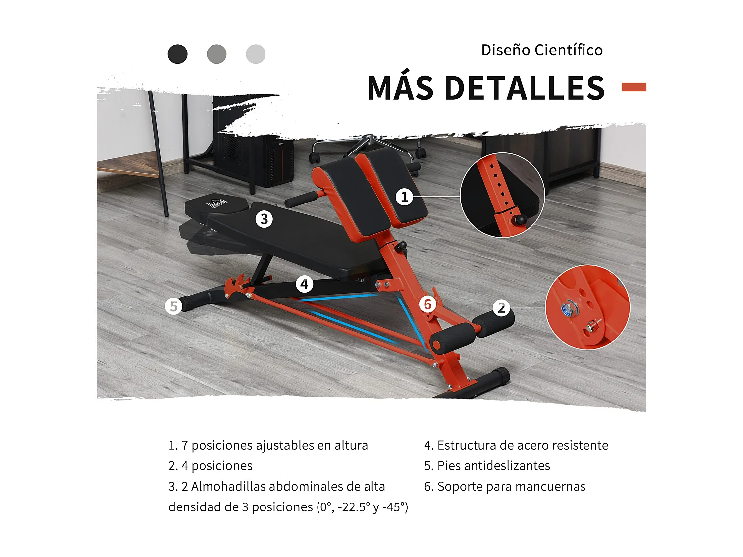 Banco de mancuerna negro y rojo 64x146x85 cm HOMCOM