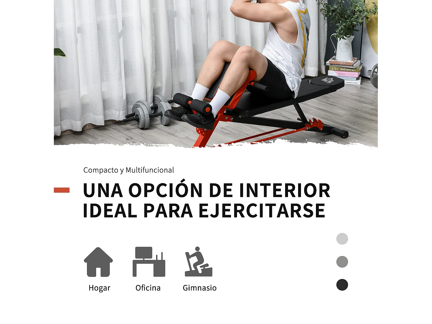 Banco de mancuerna negro y rojo 64x146x85 cm HOMCOM